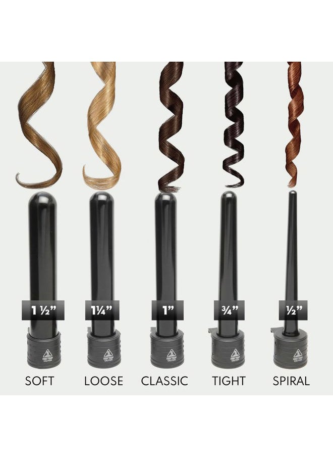 Marquee Beauty - Marquee Beauty Professional Salon 8 Piece Flat And Curling Iron Set, 5 Interchangeable Ceramic Tourmaline Barrels, Heat Protectant Glove (Black) - Image 1