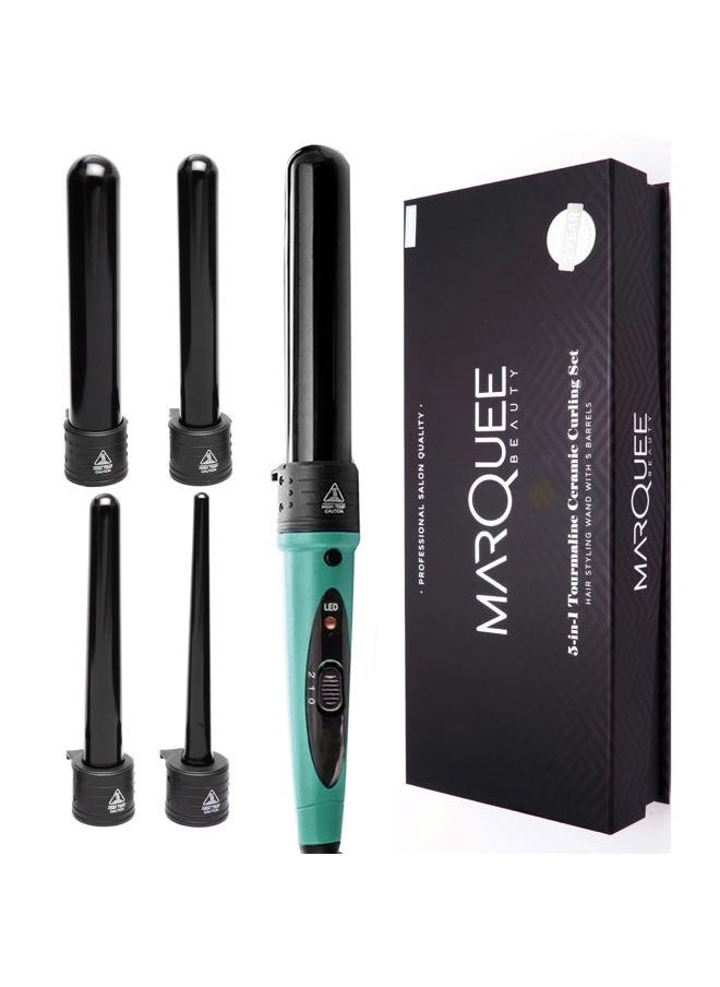 Marquee Beauty - Marquee Beauty Professional Salon 8 Piece Flat And Curling Iron Set, 5 Interchangeable Ceramic Tourmaline Barrels, Heat Protectant Glove (Black) - Image 1