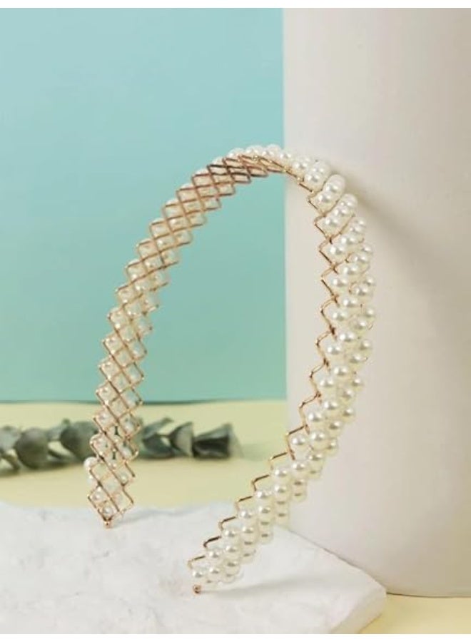 توكة شعر أنيقة مزينة بحبات اللؤلؤ الأبيض – مناسبة للأطفال والفتيات والنساء - Image 3