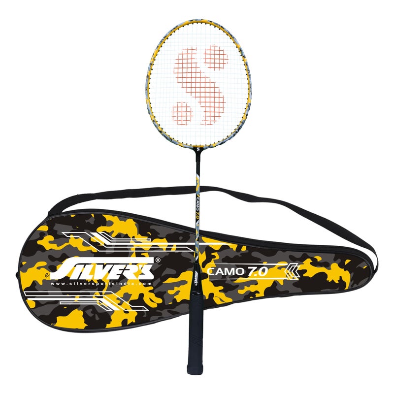 Silvers Silver's Aluminium Camo 7.0 Badminton Racket with Full Cover(Yellow/Black) - Image 5