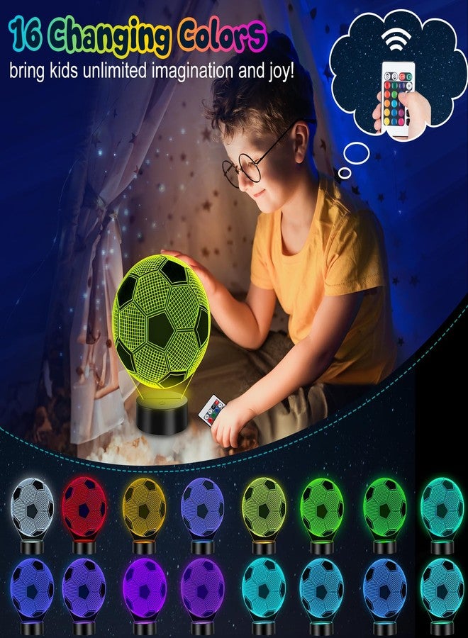 Linkax Soccer Gifts Stocking Stuffers for Kids Teens Boys Girls, Soccer Ball 3D Illusion Lamp Night Light Room Decor 16 Colors Change, Birthday Gifts for Grandkids Kids 6 7 8 9 10 11 12 Year Old Boy - Image 4