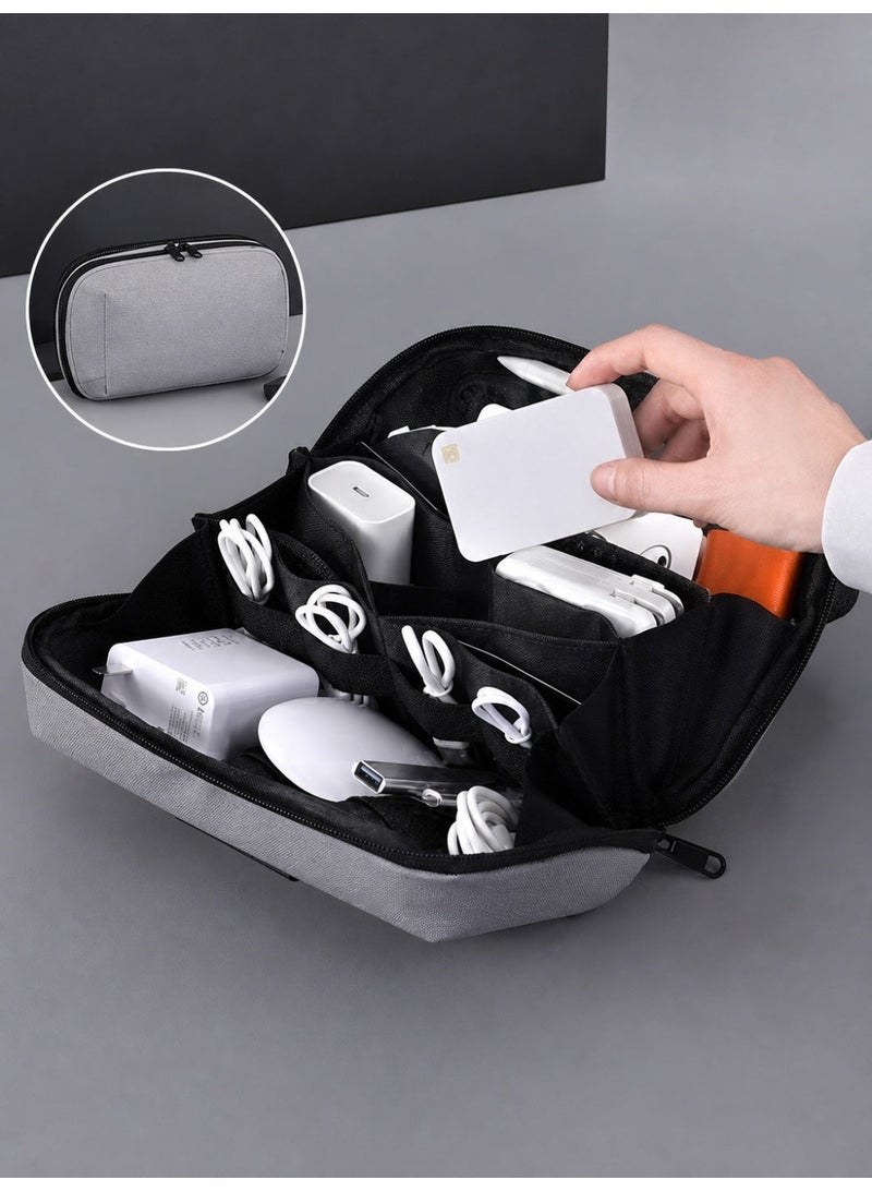 Large Capacity Waterproof Tech Organizer Bag - 180° Open Zipper Pouch for Cables, Charger, Power Bank - Lightweight Travel Storage Case for Business, Commute, Daily Essentials - Image 1