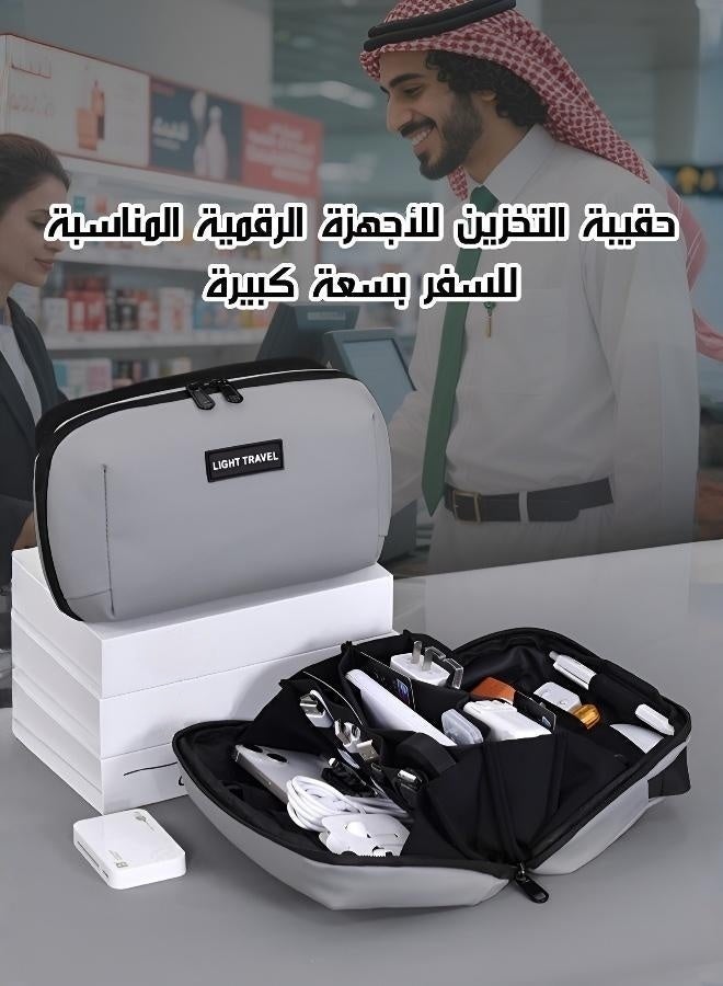 Large Capacity Waterproof Tech Organizer Bag - 180° Open Zipper Pouch for Cables, Charger, Power Bank - Lightweight Travel Storage Case for Business, Commute, Daily Essentials - Image 2