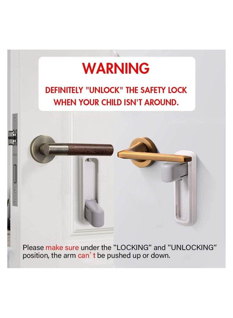 Door Lever Lock 2 Pack,Proofing Safety Door Locks for Baby Kids with Durable ABS 3M Adhesive Simple Install Handle Lock C Safety Lever Locks for Babies, Toddlers and Pets  - Image 3