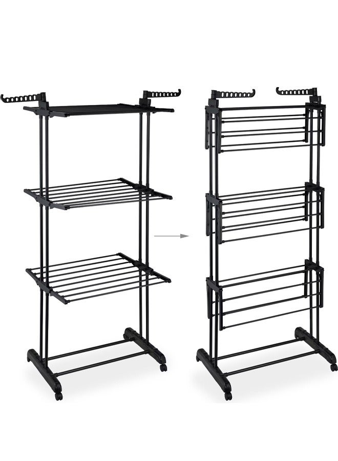 Taimi Foldable 3 Tier Clothes Drying Rack for Laundry Rolling - Image 3