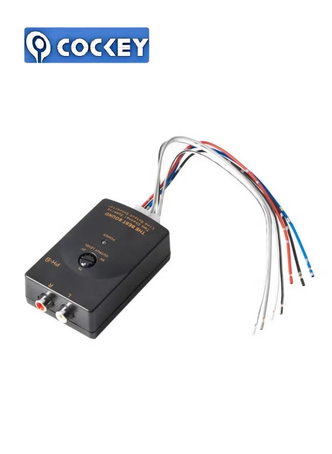 COCKEY Car Stereo Hight to Low Converter, 2 Channel Line Output Convertor with Remote Turn On RCA Car Line Converter Output Adapter - Black - Image 1