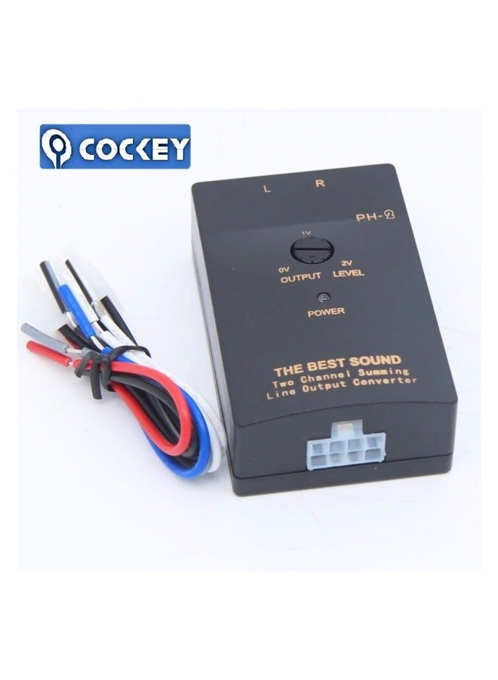 COCKEY Car Stereo Hight to Low Converter, 2 Channel Line Output Convertor with Remote Turn On RCA Car Line Converter Output Adapter - Black - Image 2