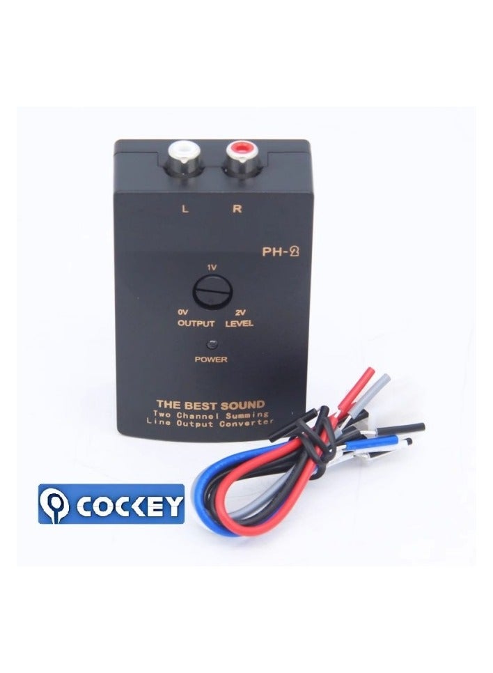 COCKEY Car Stereo Hight to Low Converter, 2 Channel Line Output Convertor with Remote Turn On RCA Car Line Converter Output Adapter - Black - Image 3