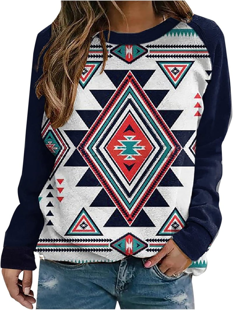 cheekyglo Women Long Sleeve Crewneck Sweatshirt Casual Fit Print Pullover Tops Comfy Loose Soft Basic Tunic T-Shirt Blouse - Image 1