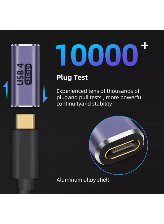 محول USB C أنثى إلى أنثى، وصلة USB c أنثى إلى أنثى لتوصيل الطاقة 100 وات، 40 جيجابت في الثانية USB c إلى c أنثى مع شاشة عرض فيديو 8K 60 هرتز متوافقة مع iPad وMacBook وThunderbolt 4/3  - Image 3