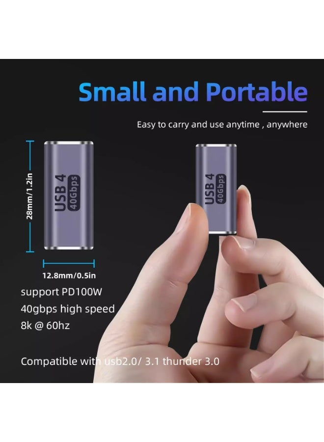 محول USB C أنثى إلى أنثى، وصلة USB c أنثى إلى أنثى لتوصيل الطاقة 100 وات، 40 جيجابت في الثانية USB c إلى c أنثى مع شاشة عرض فيديو 8K 60 هرتز متوافقة مع iPad وMacBook وThunderbolt 4/3  - Image 2