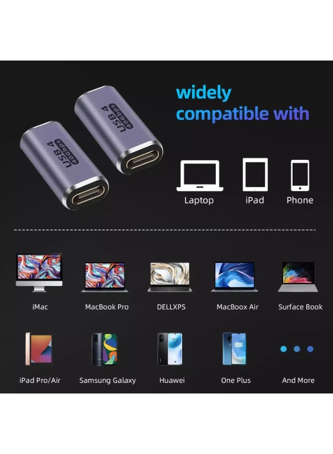 محول USB C أنثى إلى أنثى، وصلة USB c أنثى إلى أنثى لتوصيل الطاقة 100 وات، 40 جيجابت في الثانية USB c إلى c أنثى مع شاشة عرض فيديو 8K 60 هرتز متوافقة مع iPad وMacBook وThunderbolt 4/3  - Image 5