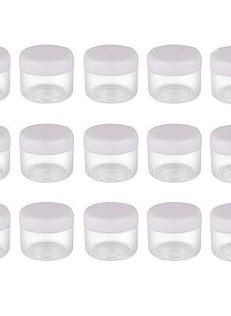 25 قطعة 20 جرام / مللي 0.7 أوقية فارغة قابلة لإعادة الملء بلاستيك شفاف للسفر مرطبان مستحضرات التجميل كريم زجاجة محلول مع أغطية لولبية بيضاء للمكياج بودرة ظلال العيون مجوهرات الخرز - Image 1