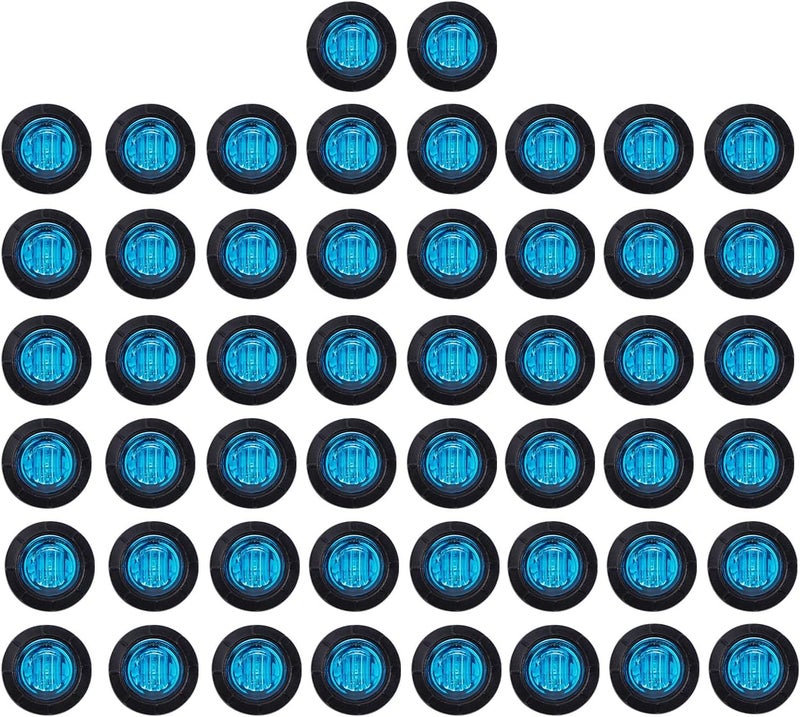 TMH 50 Pcs 3/4 Inch Round Blue LED Side Marker Indicator Lights - Image 1