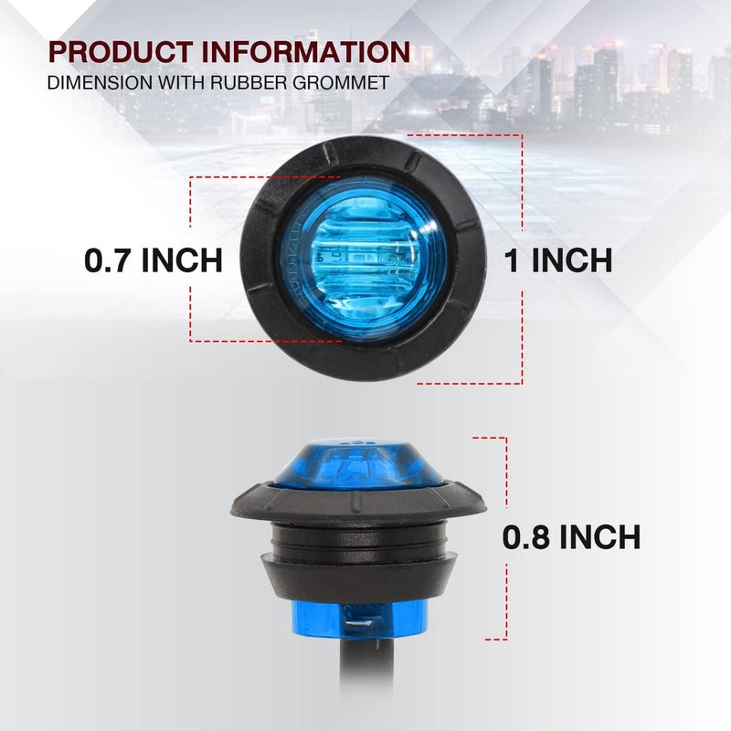 TMH 50 Pcs 3/4 Inch Round Blue LED Side Marker Indicator Lights - Image 2