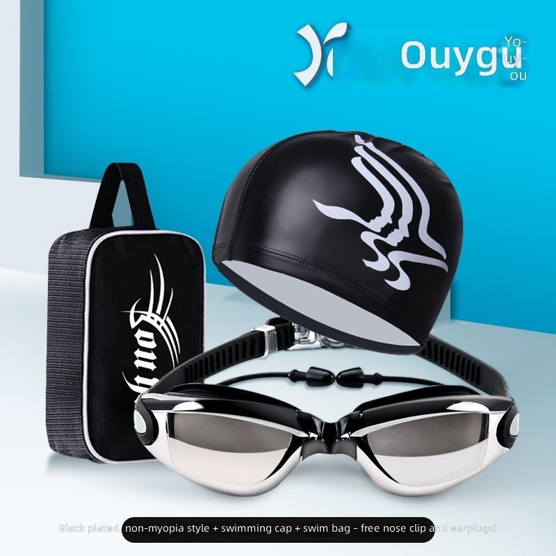 Electroplated Black Set Swimming Goggles - Premium Waterproof Anti-Fog Performance