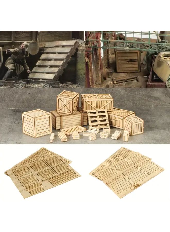 Model GJ3004ABCD 1/35 Scale Wooden Crate Ammo Chest For Diorama - Image 1