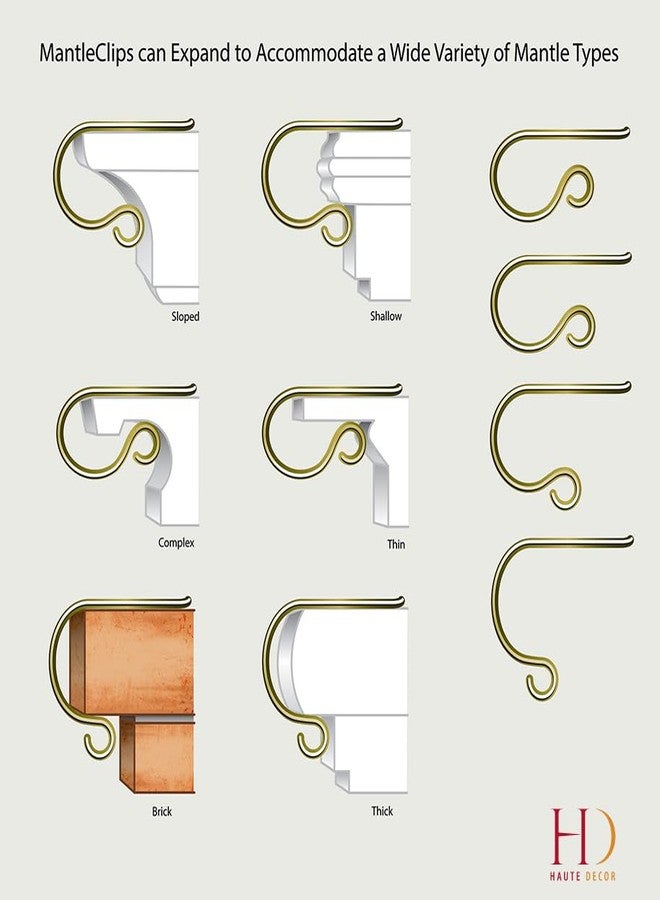 Haute Decor The Original MantleClip Stocking Holder - 2 Pack (Antique Brass) - for Mantels up to 3 inches Thick - Image 4