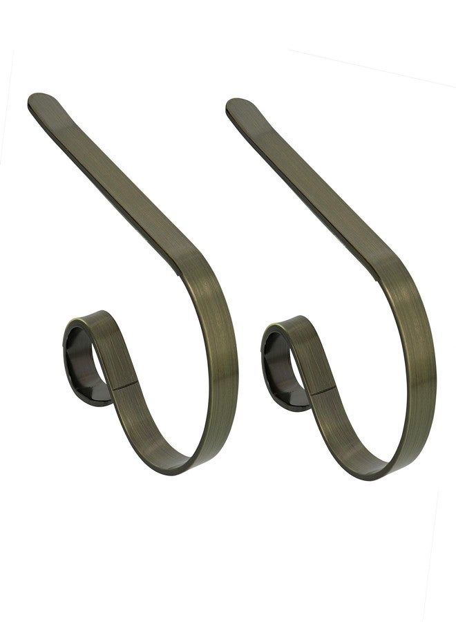 Haute Decor The Original MantleClip Stocking Holder - 2 Pack (Antique Brass) - for Mantels up to 3 inches Thick - Image 1