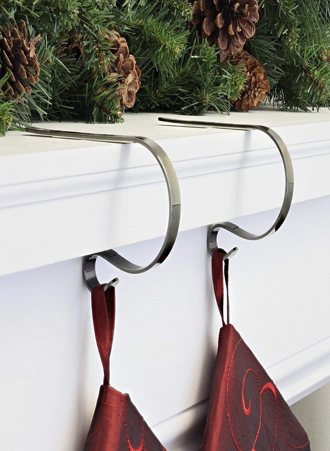 Haute Decor The Original MantleClip Stocking Holder - 2 Pack (Antique Brass) - for Mantels up to 3 inches Thick - Image 2