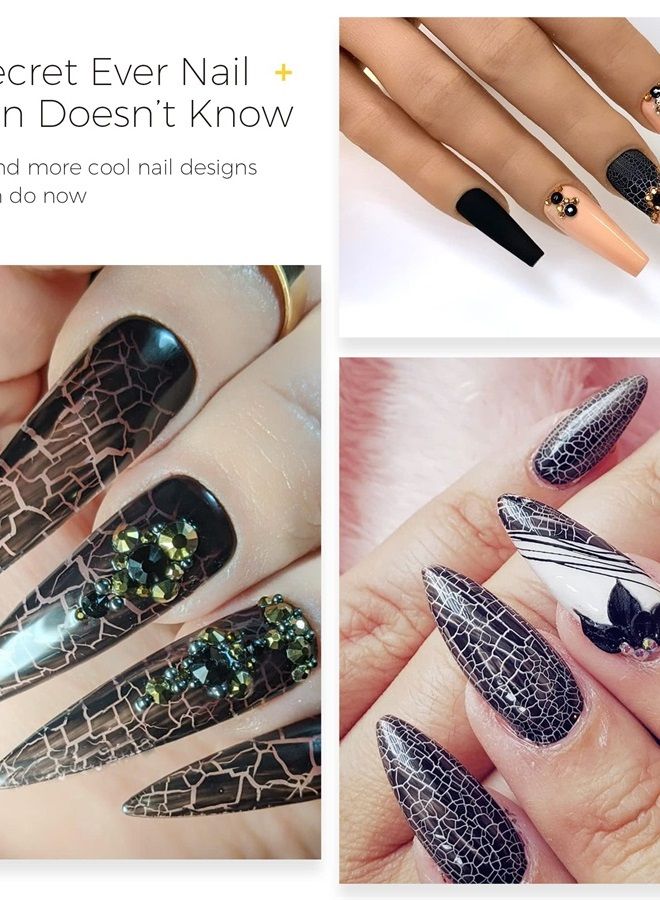 BURANO Crackle Gel Nail Polish, Super Easy Cracked Nail Polish 7 Colors + White Gel Nail Polish Set Air Dry UV Lamp Needed - Image 3