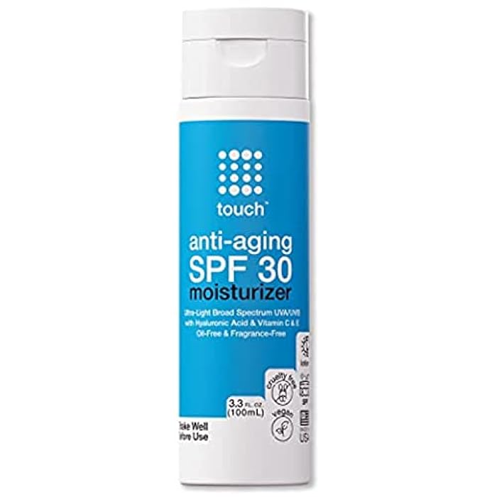 Touch Age Defying SPF 30 Sunscreen Moisturizer Face Cream with Vitamin C, E, & Hyaluronic Acid for Face, Neck, or Body - Fragrance and Oil Free - 3.3 Oz - Image 1