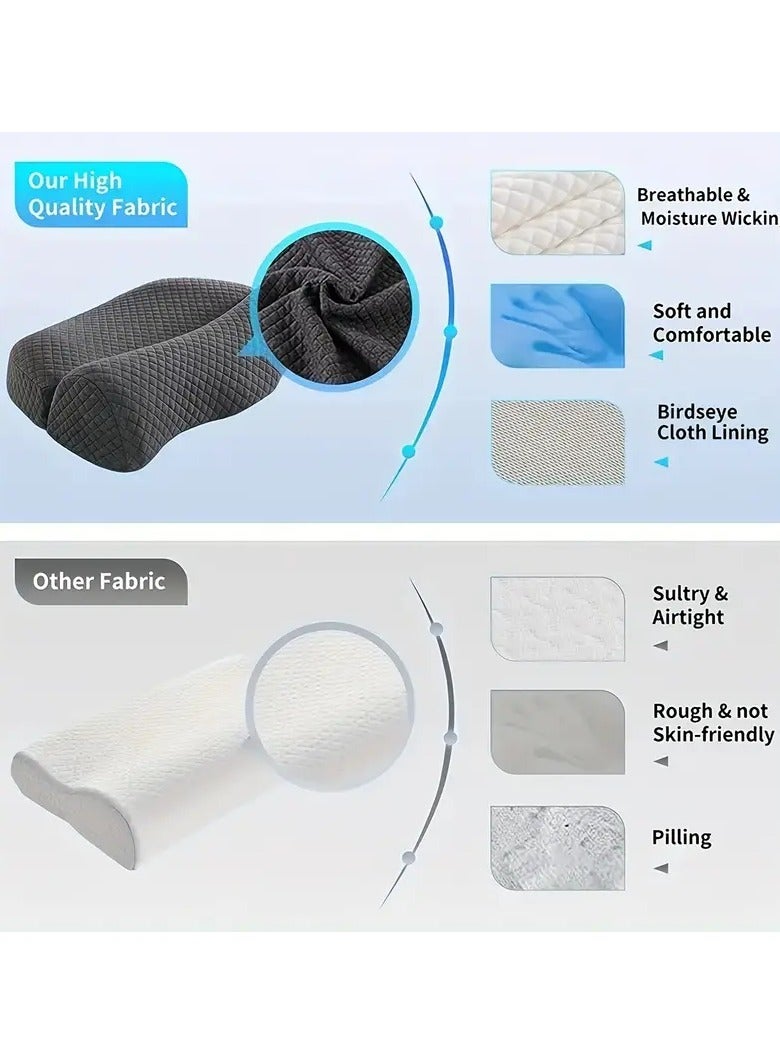 ميموري وسادة ميموري فوم قابلة للتعديل ومصممة لراحة العنق وفقرات الظهر لنوم أمن وصحي  لمن يعانون من الام العمود الفقري والرقبة - رمادي - Image 4