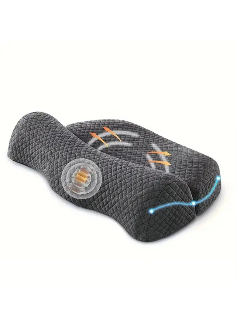 ميموري وسادة ميموري فوم قابلة للتعديل ومصممة لراحة العنق وفقرات الظهر لنوم أمن وصحي  لمن يعانون من الام العمود الفقري والرقبة - رمادي - Image 3