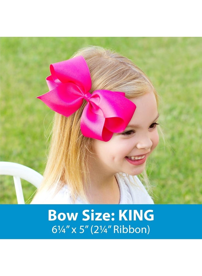 Wee Ones Girls' Plain Wrap Classic Grosgrain Hair Bows on a WeeStay No-Slip Hair Clip, Handmade, King, Green - Image 2