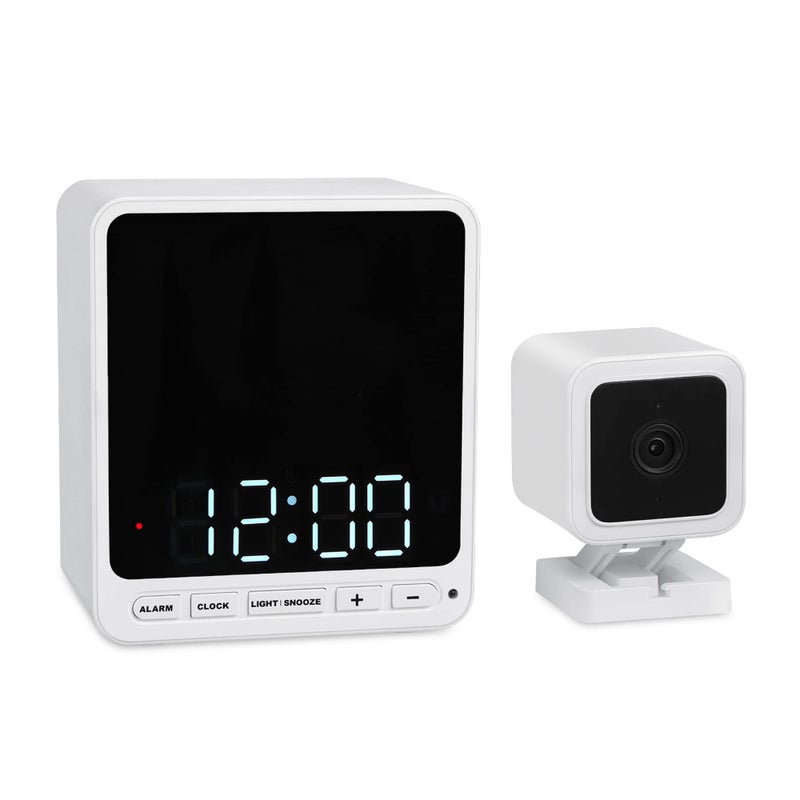 Wasserstein Alarm Clock Camera Case - Compatible with Wyze Cam V4/V3/V3 Pro/OG - Cover for Low-Key Camera Placement (White) (Camera NOT Included) - Image 1
