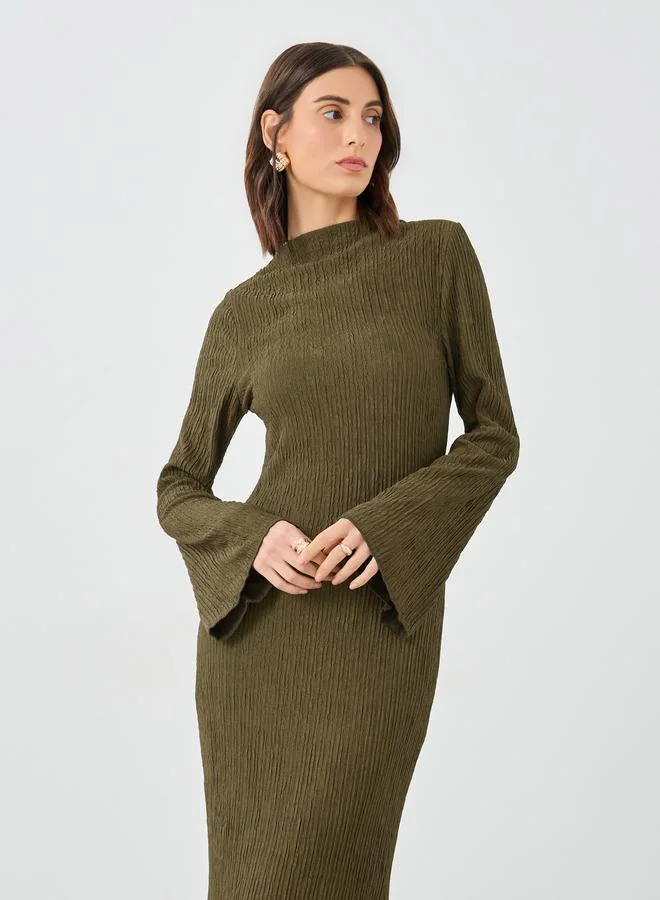 Take Two Take Two Textured Bell Sleeves Maxi Dress