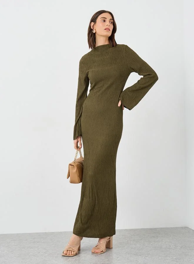 Take Two Take Two Textured Bell Sleeves Maxi Dress