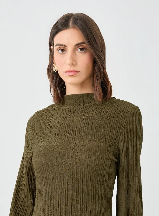 Take Two Take Two Textured Bell Sleeves Maxi Dress