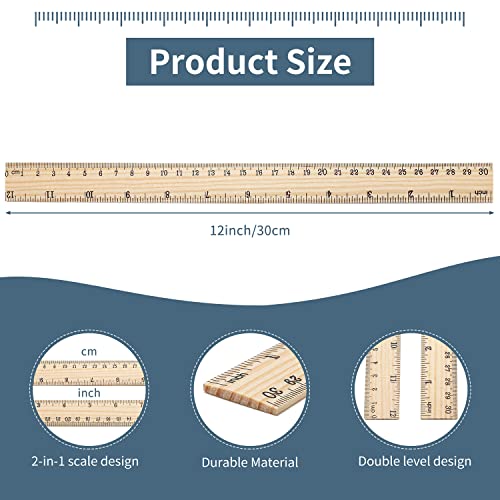 SZLFSX 25 Pack Wooden Ruler 12 Inch Rulers Bulk Wood Measuring Ruler Office Ruler 2 Scale - Image 3