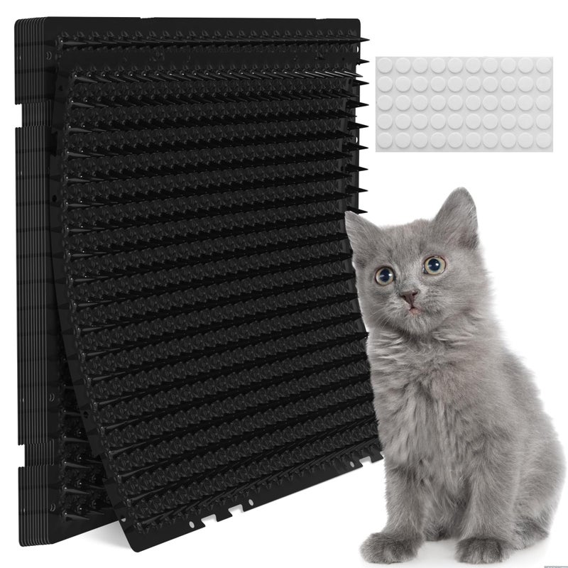 Petfolio 12 Pack Black Cat Spike Mat - 16" x 13" Scat Mat for Cats with 1" Spike is A Perfect Pet Deterrent for Indoor & Outdoor Cat Repellent to Deter Feral Cats & Dogs - Image 1