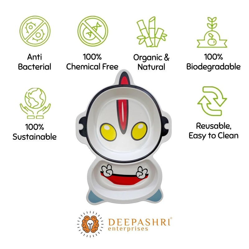 Deepashri™ Baby Feeding Essentials Set | Adjustable Bib, Soft Spoon & Fork - Divided Suction Plate, Suction Bowl, Sippy Cup, BPA-Free, Dishwasher Safe. (Alien Dinner Set). - Image 5