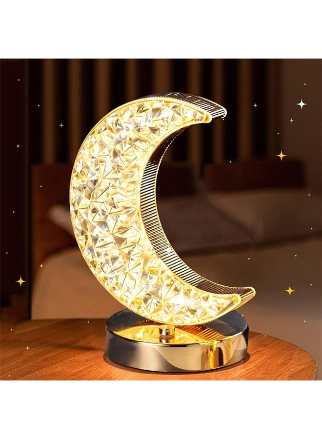 رمضان مصباح ، رمضان الجدول الزينة ، رمضان ديكورات ليد كريستال القمر شكل ليلة ضوء ، اللمس ليلة مصباح لغرفة النوم ، غرفة المعيشة - Image 1