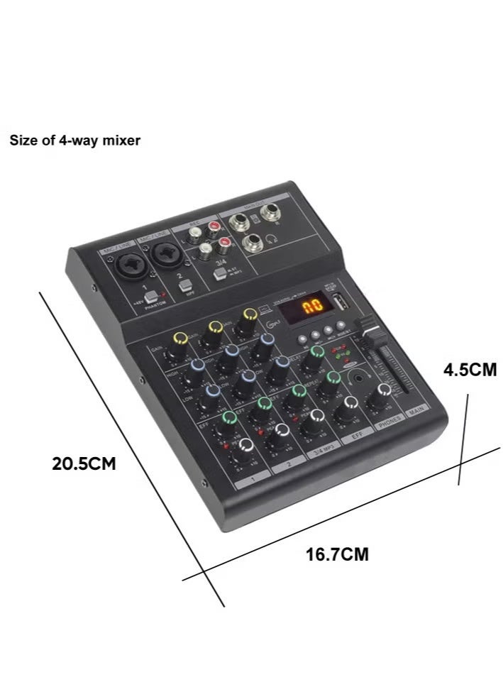 Audio Mixer Console With Bluetooth, USB, 48V Phantom Power, Portable DJ Mixing Board With Karaoke and Monitoring - Image 3