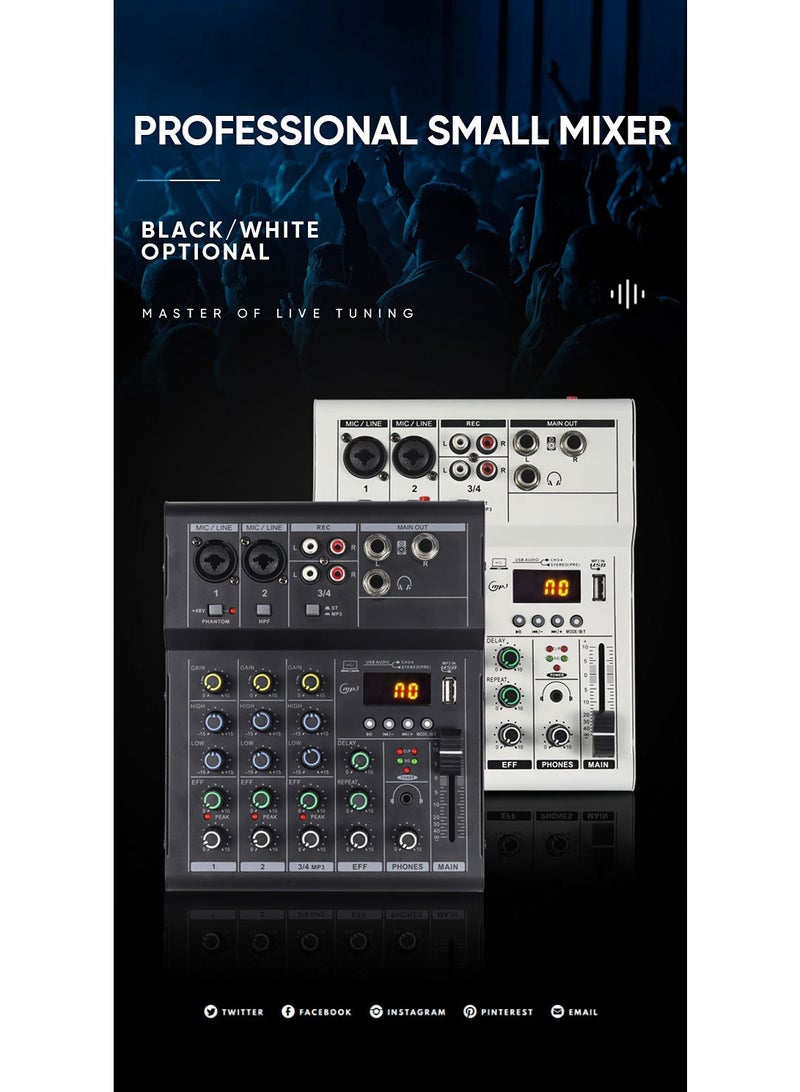 Audio Mixer Console With Bluetooth, USB, 48V Phantom Power, Portable DJ Mixing Board With Karaoke and Monitoring - Image 4