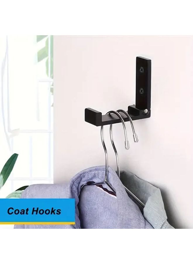 1Set Black Heavy Duty Aluminum Wall Mounted Foldable Coat Rack Organizer - Image 2