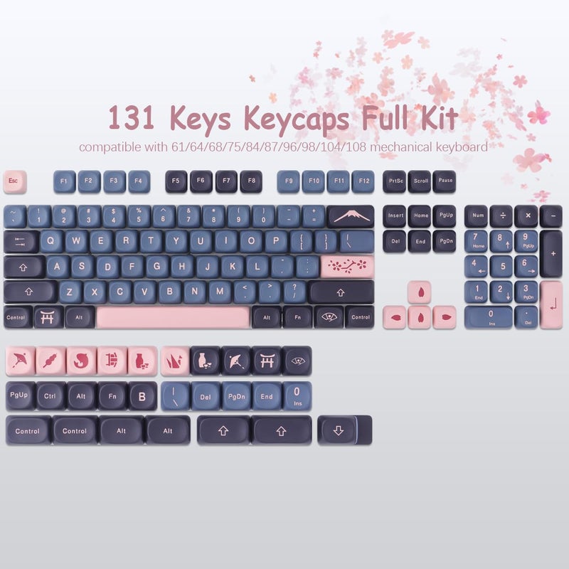 Tsungup Cherry Blossom MOA Keycaps-Pink Sakura,129 Keys Cute PBT Custom Keycaps 100 Percent,Dye Sub Key Caps Keyboard Keycap Set for MX Switches Mechanical - Image 2