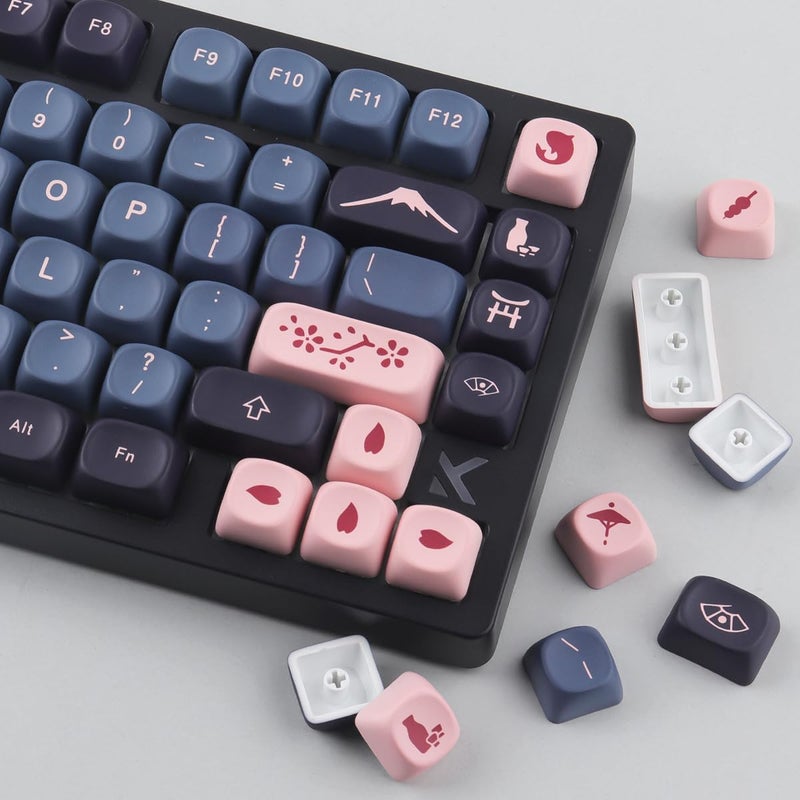 Tsungup Cherry Blossom MOA Keycaps-Pink Sakura,129 Keys Cute PBT Custom Keycaps 100 Percent,Dye Sub Key Caps Keyboard Keycap Set for MX Switches Mechanical - Image 4