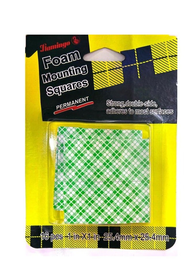 Flamingo Double Side Foam Mounting Square Shape 25mm×25mm Assorted Color Pack Of 16
