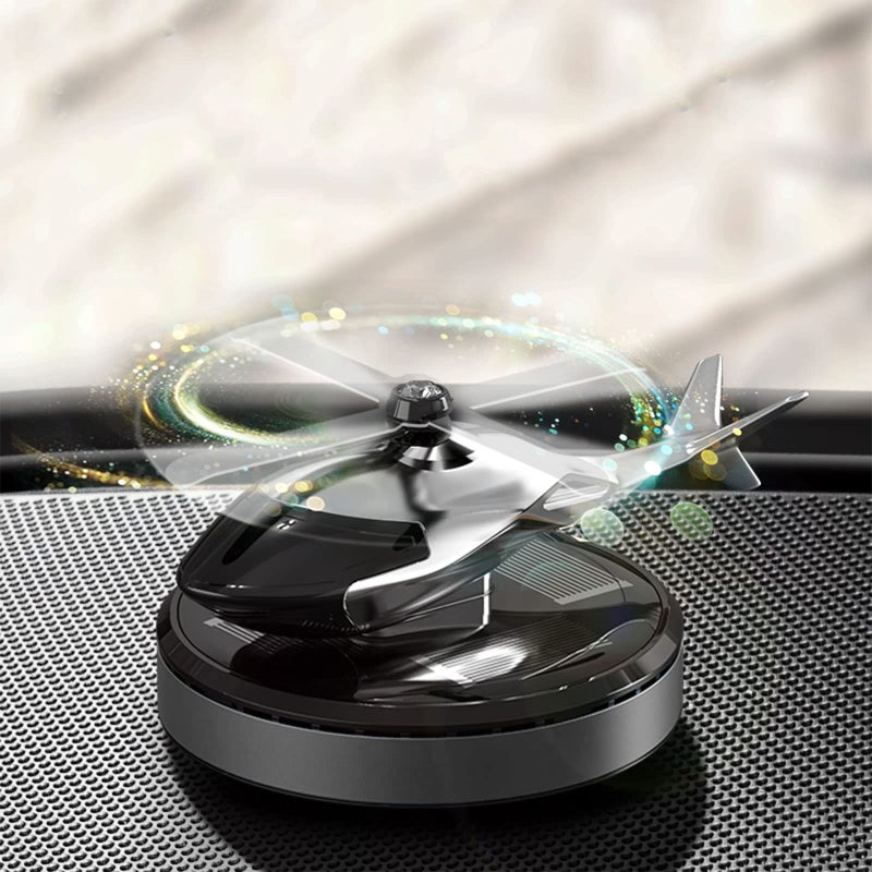 Fancemot Helicopter Car Air Fresheners Rotating Solar Car Fresheners Airplane Car Perfume