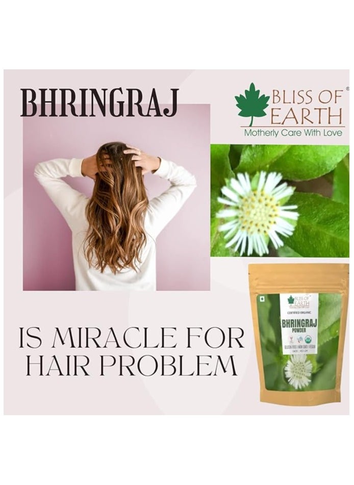 BLISS OF EARTH Bliss of Earth™ 100% Pure Natural Bhringraj Powder | 453GM | Great For Hair Pack of 3  - Image 3