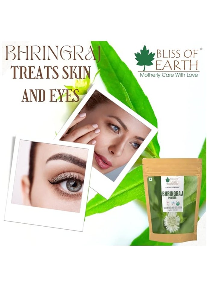 BLISS OF EARTH Bliss of Earth™ 100% Pure Natural Bhringraj Powder | 453GM | Great For Hair Pack of 3  - Image 2