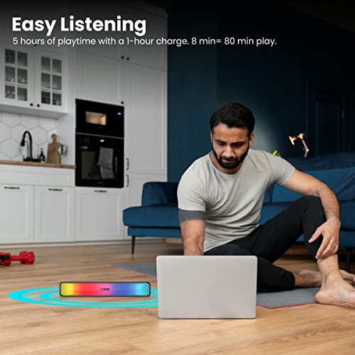 Portronics Radian 16W Bluetooth Stereo Soundbar with Multicolour LED Lights, in-Built FM Radio, Built in Mic, Aux in 3.5mm, Micro SD Slot(Black) - Image 4