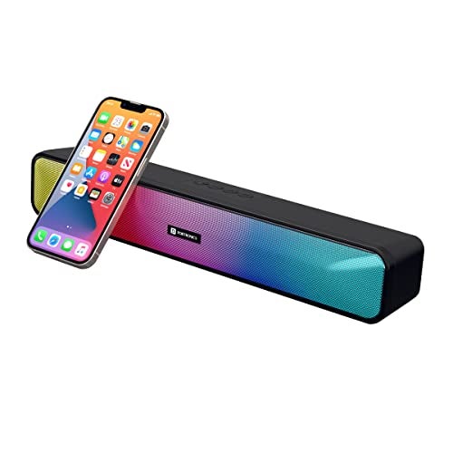 Portronics Radian 16W Bluetooth Stereo Soundbar with Multicolour LED Lights, in-Built FM Radio, Built in Mic, Aux in 3.5mm, Micro SD Slot(Black) - Image 2