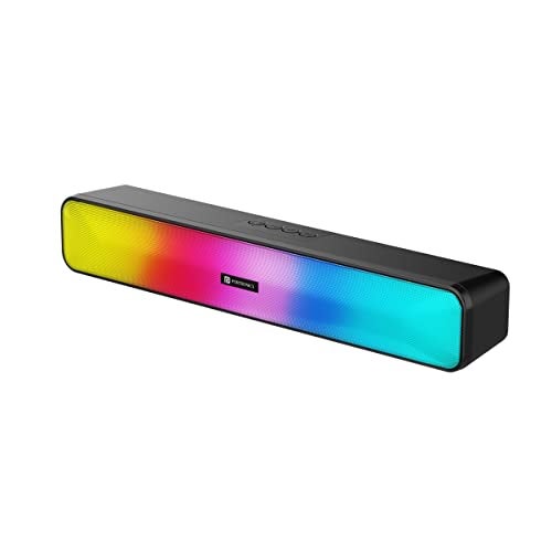 Portronics Radian 16W Bluetooth Stereo Soundbar with Multicolour LED Lights, in-Built FM Radio, Built in Mic, Aux in 3.5mm, Micro SD Slot(Black) - Image 1