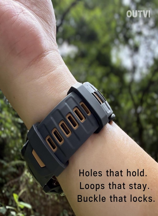 OUTVI for Fenix 5/Fenix 6/Fenix 7 Band 22mm Silicone – Quickfit 22 Watch Bands for Garmin Fenix 8 47mm/Fenix 5 Plus/Fenix 6 Pro/Fenix 7 Pro Sapphire Solar/Forerunner 935– Soft Rugged Sports Strap Men Women (Beige Orange) - Image 4